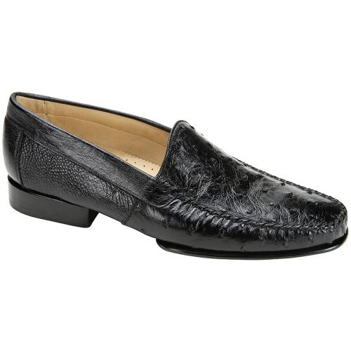Belvedere "Luna" Black Genuine Ostrich Shoes